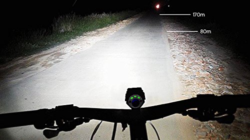 ONEU Fahrradlicht Sets, Cree XM-L2 LED1800 Lm Frontlichter Scheinwerfer & LED Fahrrad Rücklicht, Ultra Hellen Wiederaufladbar Wasserdicht Sport Fahrradbeleuchtung set - 6