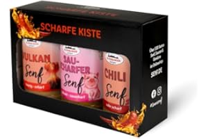 DUUOUS Senf Geschenkset - Scharfe Kiste, Set mit 3 Artikeln