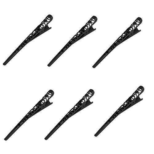 sourcingmap® Dame Metall Prong hohler Haarklammer Frisur Alligator Haarspange Schwarz 6 Stück