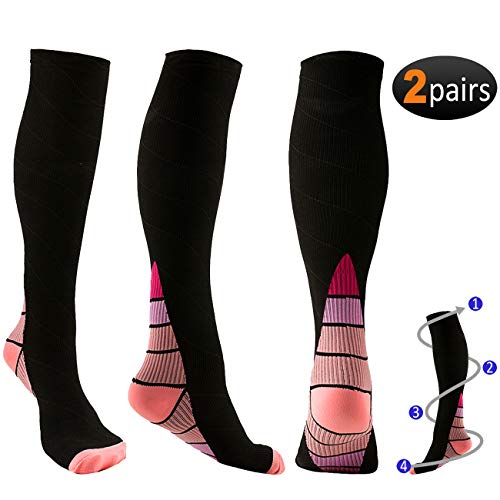 REEHUT Calcetines de Compresión Hombres y Mujeres Elásticos y Transpirable-Adecuado para Correr, Enfermería, Médico, Atlético, Edema, Viaje en Avión (20-30mmHg)...