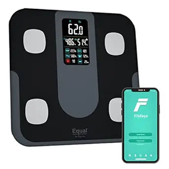 EQUAL Extra Large Display Digital Smart Bathroom Weight Scale, Smart Wireless BMI Bathroom Weighing Machine Body Composition Monitor Health Analyzer with Smartphone App