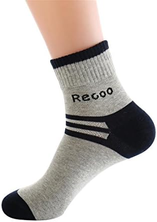 Men's Cotton Sports Socks Striped Sweat-Absorbent Breathable Male Socks 10 Pairs , grey