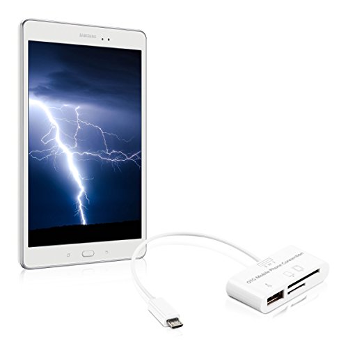 kwmobile 3in1 Micro USB OTG Kabel Adapter für Samsung Galaxy Tab S2 9.7 T810N/T813N/T815N/T819N - Card Reader Tablet Kartenleser Anschluss für USB 2.0 / SD Karte / Micro SD Karte in Weiß