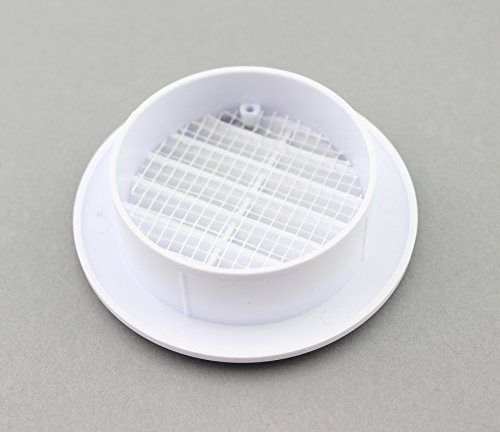 Lüftungsgitter Abschlussgitter rund Ø 90 mm weiß mit Insektennetz Gitter ABS Kunststoff witterungsbeständig Insektenschutz - 3