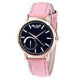 LuckhomeDamen Armbanduhr Analog Quarz LederDamenmode Casual Lederband Analoge Quarz-Uhr（Rosa）