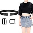 Yoop Buckle Free invisible Elastic Belt for Women/Men with 2 Different types attachements. Color (Black)