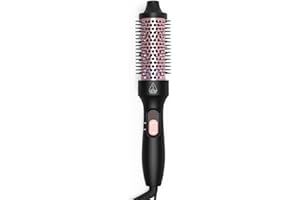 CREBEAU Hot Brush, 32mm Barrel Hot Hair Brush Heated Round Brush for Women, Ceramic Tourmaline Ionic Curling Comb Dual Voltage Travel Curling Iron with Brush