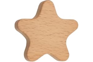 ANGAEKKOT Furniture Knobs Wooden Heart Pack of 6, Cabinet Knobs, Wooden Buttons for Dressers, Cabinet Knobs Wood for Children's Room, Drawer Knobs, Knob for Cabinet for Home Kitchen Bedroom Wardrobe (Star)