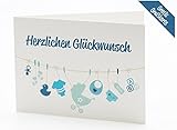 Windeltorte „Blue Shoes“ für Jungen – mit Original Playshoes Babyschuhen – das perfekte Geschenk zur Geburt oder Taufe + gratis Grußkärtchen - 3
