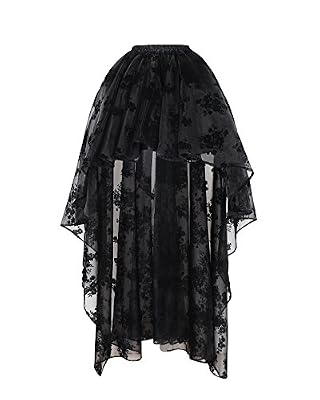 Bslingerie Femme Gothic Punk Noir longueur de la cheville Jupe Grande taille (imprimé floral, S)