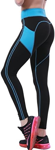 OVESPORT Women High Waist Ankle Length Workout Skinny Active Yoga Sports Trousers(2060,Blue,XL)