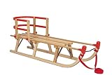 Impag® Holzschlitten Rodelschlitten mit Zuggurt und Lehne Davos 115 cm lang