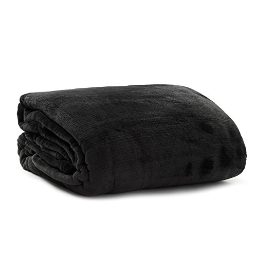 Pink Papaya SnugMe Supersoft, Blanda, Suave XXL on Toque de Cachemira, Manta de 220 x 240 cm, 280g/m² Tejido de Franela, Color: Negro