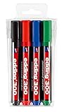 edding 4090 window marker weiss Strichbreite: 1,5-3 mm Edding 4-300-4 Industry Permanent Marker - Rundspitze - Beschriftung von Karton, Metall, Gummi und Glas, 4er Set - schwarz/rot/blau/grün