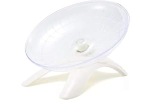 Lidzopas Platillo volador para hámster, rueda de ejercicio silenciosa de 18 cm, platillo volador deportivo para hámster, erizo, ardilla, oso dorado, blanco