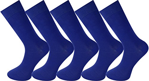 5 pares de calcetines para hombre Mysocks® lisos de color azul, algodón peinado, tallas 41-46