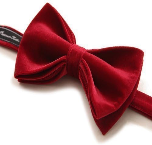 Men Premium Cotton Velvet Bow Tie Pre Tied Adjustable Length Formal Necktie