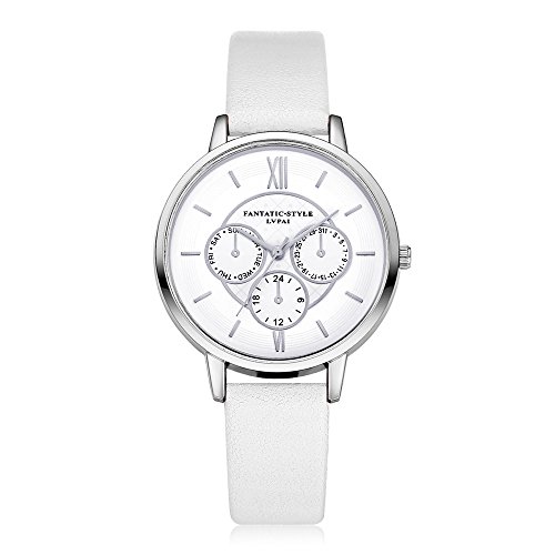 Loveso -Damen uhr Armbanduhr elegant Neuer weiblicher Temperament-Quarz-runder lederner Gurt mit simulierter Uhr_Wei Loveso -Damen uhr Armbanduhr elegant Neuer weiblicher Temperament-Quarz-runder lederner Gurt mit simulierter Uhr_Wei