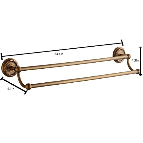Weare Home Alle Kupfer Doppel-Handtuchhalter Messing Gelb Bronze Retro Vintage, Wandmotage Wandhalter extra Stark - 2