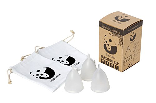 Caring Panda - Coupes menstruelles réutilisables (Taille B (3 coupes + 2 sacs))