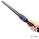 curling iron 32mm [HEALTHY HEAT] Esta máquina profesional de curling de varita tiene tecnología iónica para prevenir el frizz. El barril largo y cónico está cubierto de cerámica y turmalina para preservar la salud del cabello.