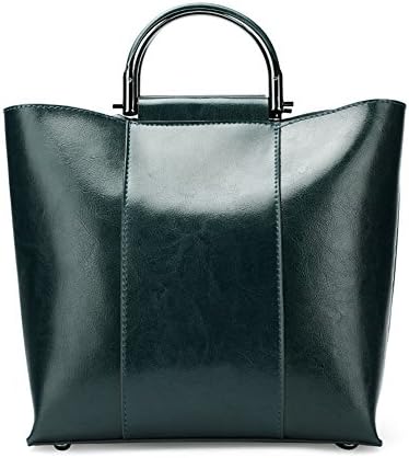 MuLier Women's Handbag Genuine Leather Tote Shoulder Bags Soft Hot (Dark-green)
