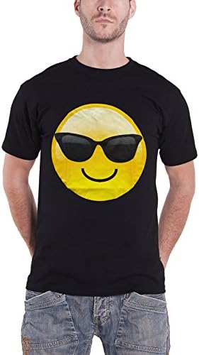 Emoji T Shirt Cool Dude Shades Emoji Face Head Official Mens Black XXL