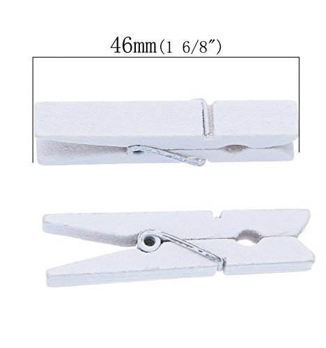 Souarts Mini Weiss Holz Klammer Clips 100St. - 3