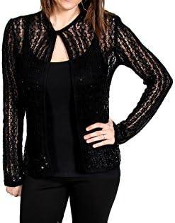 Ladies Knitted Mohair Bolero Crochet Summer Cardigan Shrug (Large, Black)