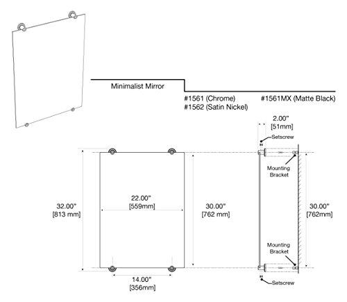 Gatco 1562 Latitude II Minimalist Spiegel, Satiniertes Nickel - 3