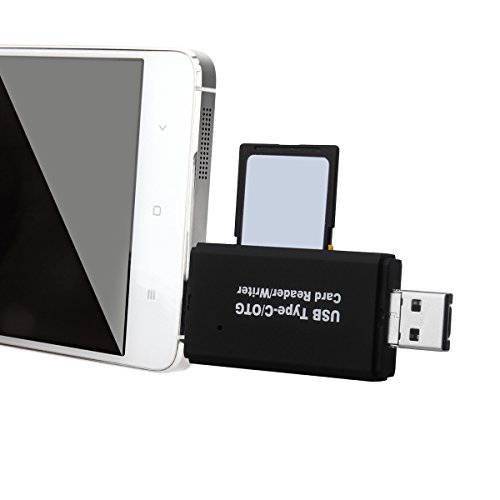 ricorich 3 in 1 USB Typ C SD/micro SD/TF Card Reader mit USB Stecker & Micro-USB Stecker, Micro USB OTG & USB zu usb-c Adapter für Apple MacBook, mehr Typ C Geräte, Smartphones/Tablets mit OTG Funktion, PCS und Notebooks –-Schwarz - 4