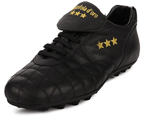 Pantofola d'Oro Scarpa da Calcio del Duca, Pelle di Vitello, Linguetta Lunga (PC2384-02nN (44.5, Nero)