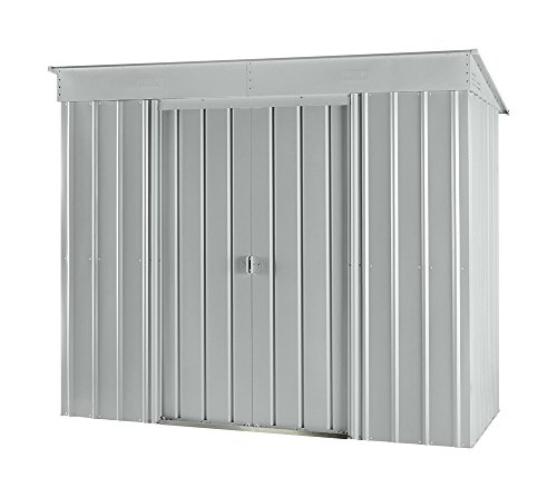 Globel Industries Metallgerätehaus Metall Gartenhaus 8x4 Silber Metallic // 233x113x198 cm (BxTxH) // 2,6m² // Gerätehaus Metall Pultdach