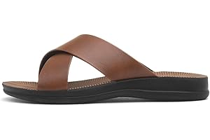 Red Fish Ethan Mens Tan Cross Over Mule Sandal