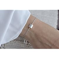 SCHOSCHON Damen Textilarmband Silberelement in Grau, 925 Silber