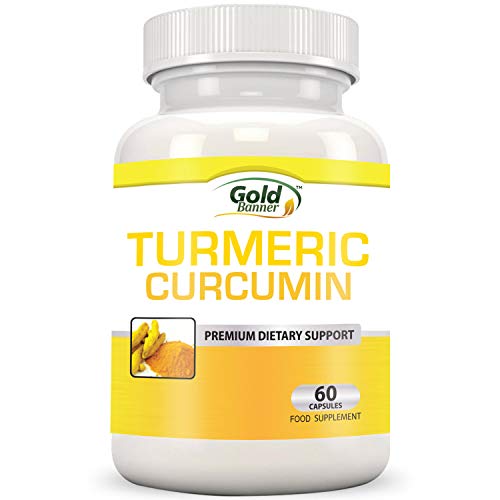 Gold Banner - Compresse di curcuma in polvere - Contiene curcumina estratta dalla radice di curcuma - Antinfiammatorio - Migliora la salute del cuore, delle articolazioni, del fegato e del sistema cardiovascolare - La curcuma longa favorisce la produzione di antiossidanti