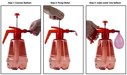Water Balloon Filling Station Toy. Pumping station with 250 Water Balloons and Water pump for kids to play Color Red