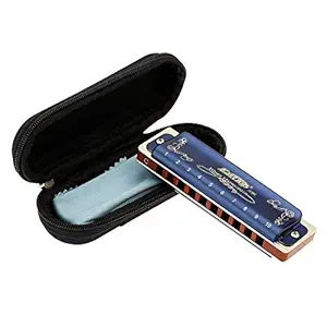 East top Mouth Organ Harmonica Key of C, 10 Holes Diatonic Blues Harp Harmonica for Adults, Beginners and Professionals with Blue Case