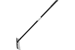 MAXLAND 12 Teeth Garden Rake Heavy Duty Soil Rake 120cm, Carbon Steel Rake For Gardening, Garden Rakes Metal With Steel Handle, Gardening Tools - Black
