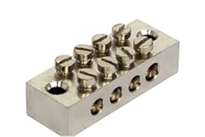 K M Electronics® 4 Way Earth Terminal Connection Block Solid Brass ELECTROPLATED Nickel Finish