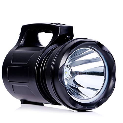 YOMER Super Bright LED Rechargeable Searchlight Lampe de poche portative Torche Camping Lantern Spotlight 15000MA Power Bank Tente extérieure Emergency (BLACK)