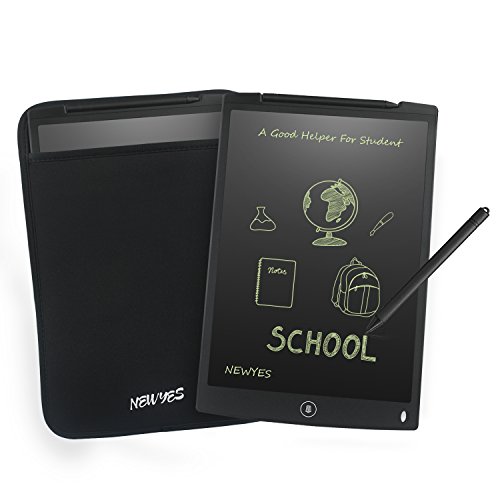 NEWYES NYWT120 - Tableta de Dibujo con Pantalla LCD de 12 Pulgadas, Incluye 1 lápiz Inteligente, 2 imanes para Nevera, 30 días de Servicio de devolución de Dinero (Negra + Funda)
