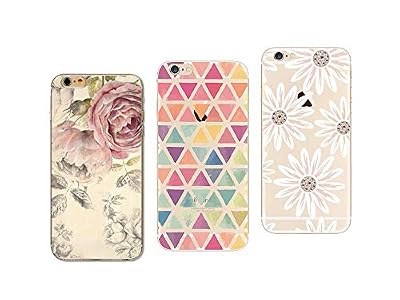 NOVAGO Compatible avec iPhone 6, iPhone 6S Pack de 3 Coques Gel Souple Incassable résistant Antichoc Impression Motif Fantaisie Durable(Multicolore #9)
