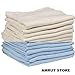12 Muslin Squares (6 Blue / 6 White) 100% Cotton