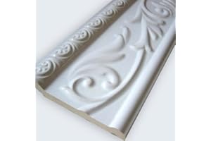 Mosafil Keramik Wand Fliesenbordüre Weiß Glänzend 10x30cm Bad Küche Dusche Strukturiert