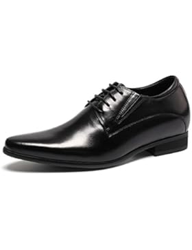 CHAMARIPA Herren Schwarz Leder Oxford Schuhe Schnürhalbschuhe,8 cm erhöhen - H62D11K011D