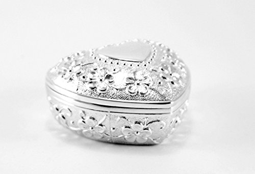 SCHMUCKSCHATULLE HERZ MIT BLUMEN MOTIV BLÜTEN SCHMUCKETUI ETUI SILBER NEU + BRILLIBRUM® FLYER Geschenke Für Muttertag Geschenkidee Kinder (Schmuckschatulle ohne Gravur) - 4