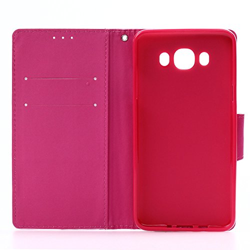 Samsung Galaxy J7 2016 Model/J710 Hülle [Bildschirmschutz aus gehärtetem Glas], Grandoin Retro Leder Foliant Stoßabfangende Hülle, exzellente Qualität buntes elegantes Muster Design Premium PU Verschluss genaue Passform Riemen-Leder Geldbörse schützende Schnapp-Hüllen-Abdeckung für Samsung Galaxy J7 2016 Model/J710 mit [Kreditkarten Einschub] Ständer Funktion - 2