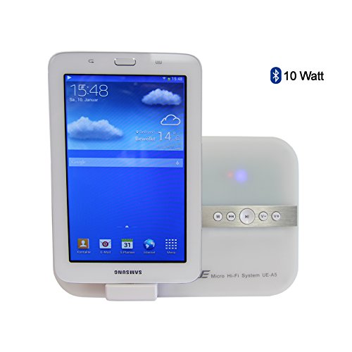 10 Watt Micro Hi-Fi System für Samsung S4 S5 S3 S2 S6 A3 A5 Alpha K zoom POCKET 2 Trend Lite Young 2 DUOS TAB 3 SIII mini Note 4 Core J5 .. für Musik Video Bilder mit Micro USB & Bluetooth Soundsystem Lautsprecher Sound Tube Fernbedienung – weiß white weiss - 7
