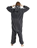 Honeystore Unisex Grau Waschbär Kostüm Erwachsene Tier Jumpsuits Onesie Pyjamas Nachthemd Nachtwäsche Cosplay Overall Hausanzug Fastnachtskostüm Karnevalskostüme Faschingskostüm Kapuzenkostüm L -